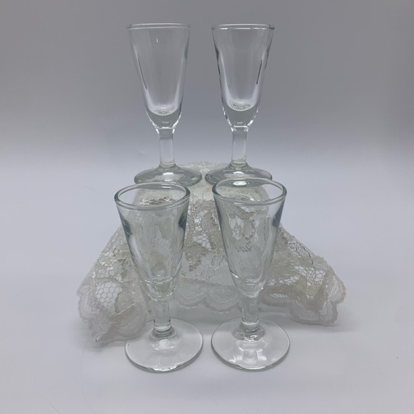 Set Of 4 Antique MCM Vintage After Dinner Stemmed Cordial Aperitif Glasses 1 Oz - Picture 2 of 12
